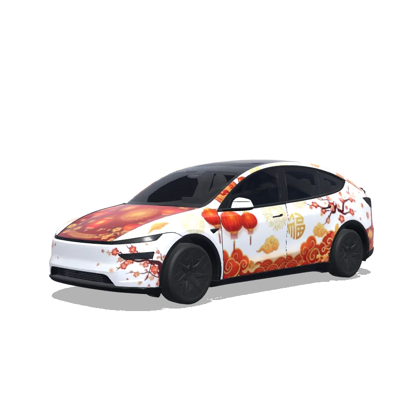 Tesla Model Y L with a 中国农历新年气氛 wrap, 3D preview