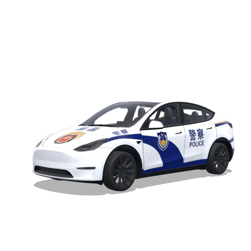 Tesla Model Y with a 中国警车涂装 wrap, 3D preview
