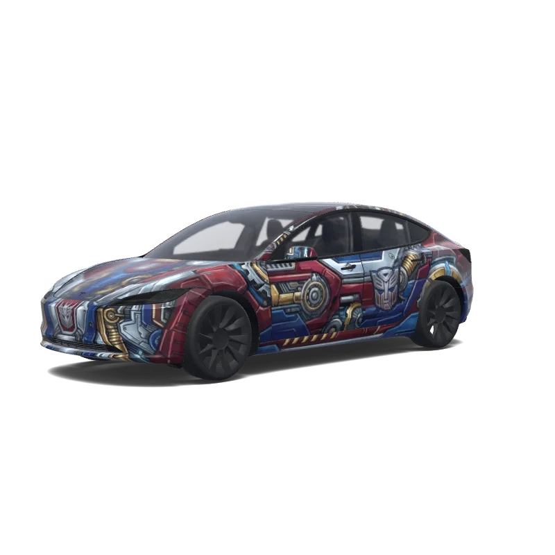 Tesla Model 3 (2024+) with a Transformers wrap, 3D preview