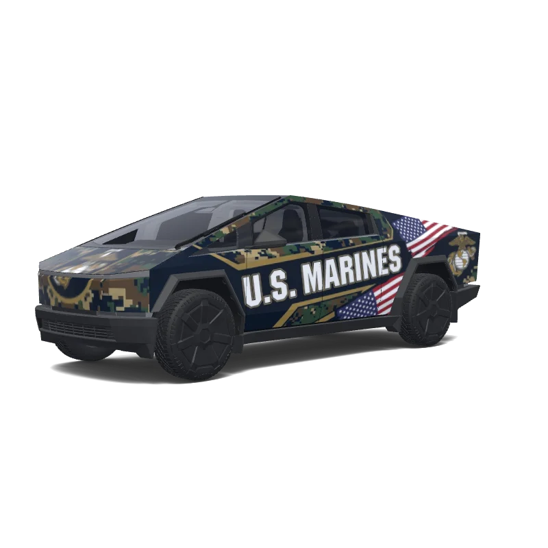 Tesla Cybertruck with a U.S. Marines wrap, 3D preview