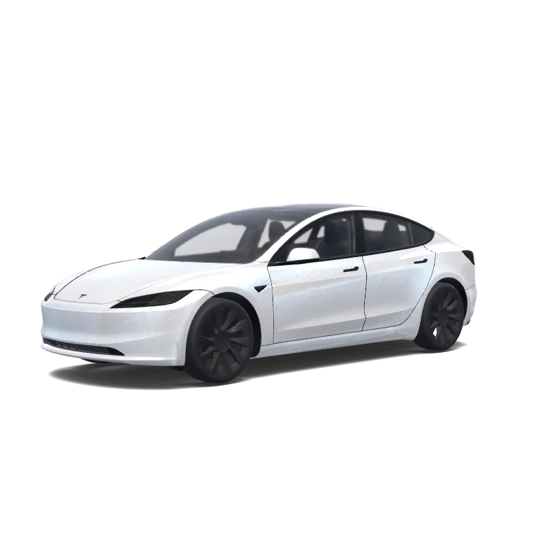 Tesla Model 3 (2024+) with a White wrap, 3D preview