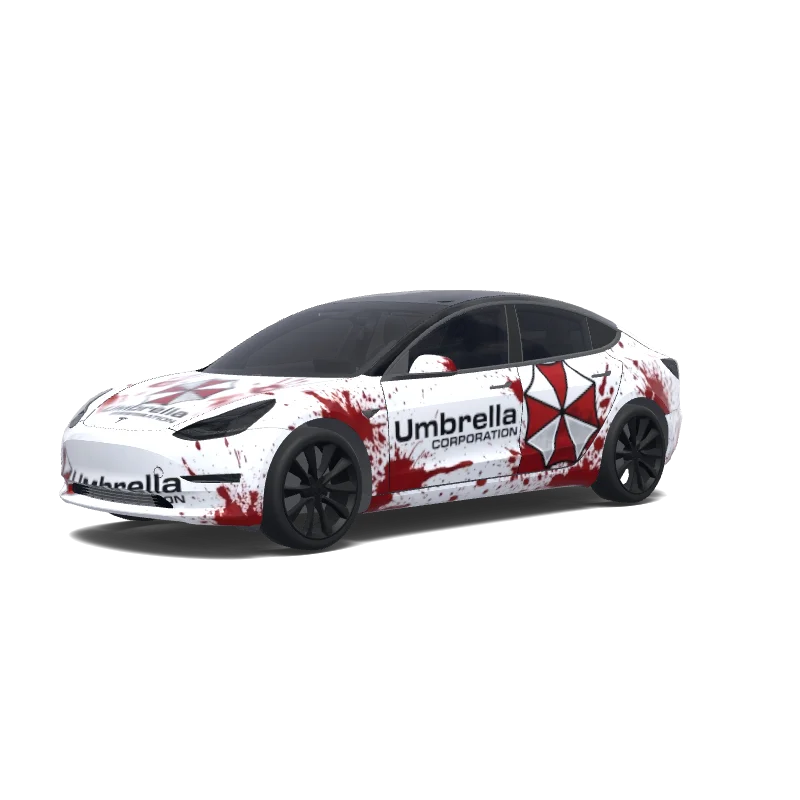 Tesla Model 3 with a White wrap, 3D preview