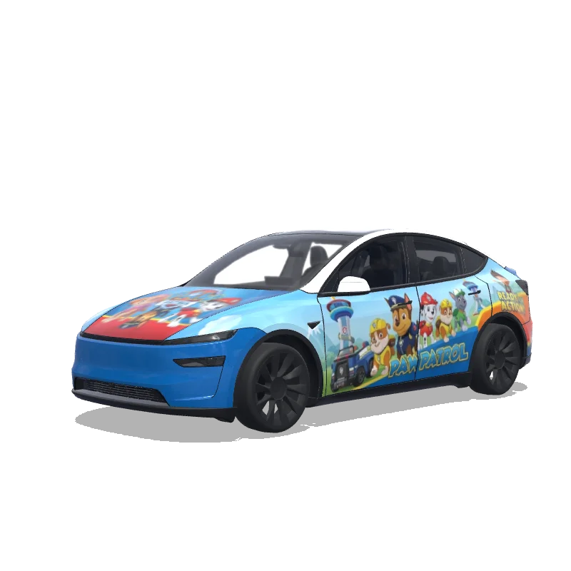 Tesla Model Y (2025+) with a White wrap, 3D preview