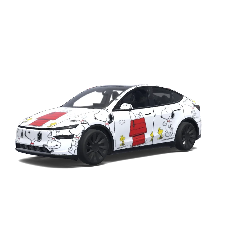 Tesla Model Y (2025+) with a White wrap, 3D preview