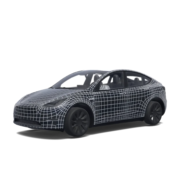 Tesla Model Y with a White wrap, 3D preview