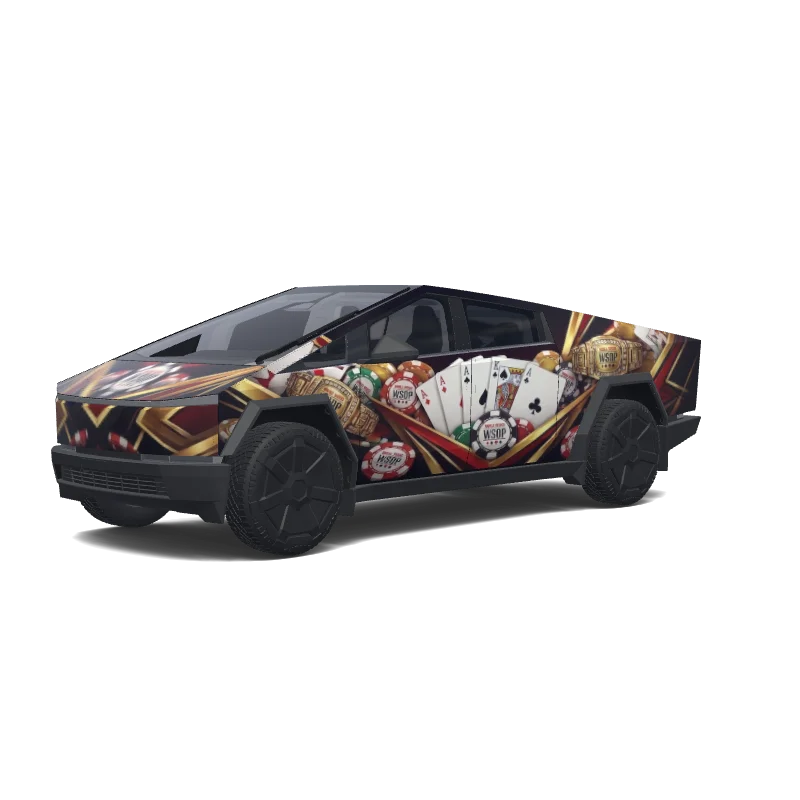 Tesla Cybertruck with a WSOP themed wrap, 3D preview